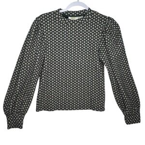 Maeve by Anthropologie Mock Neck Long Sleeve Geometric Print Top‎ XS